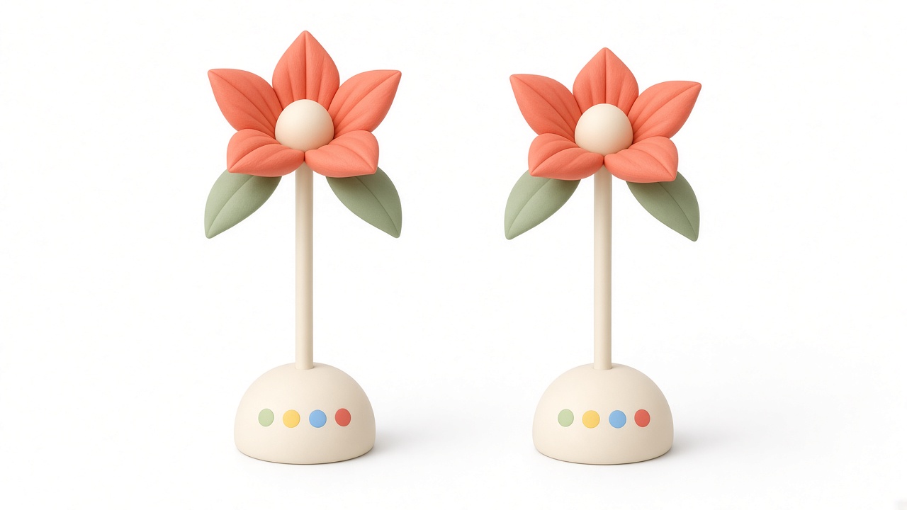Wilt happy and thirsty side by side — same flower, slight droop when a plant needs water